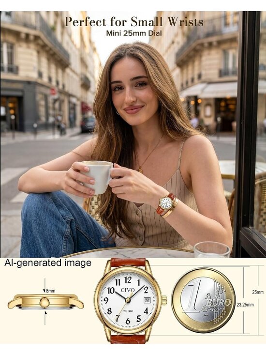 Women\'s Brown Vintage Leather Classic Easy Read Dial Small Analog Wrist Watch main image 6